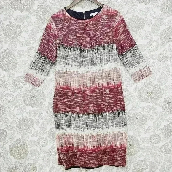 New York & Company Tweed Long sleeve Sheath Dress L Color block - Picture 1 of 7